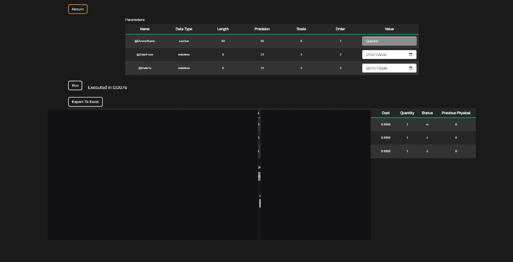 Credit report parameters and results